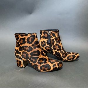 DKNY leopard print calf hair gold detail heeled boots